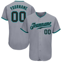 Загрузить изображение в средство просмотра галереи, Custom Gray Black-Teal Authentic Baseball Jersey