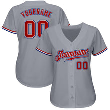 Загрузить изображение в средство просмотра галереи, Custom Gray Red White-Royal Authentic Baseball Jersey