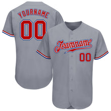 Загрузить изображение в средство просмотра галереи, Custom Gray Red White-Royal Authentic Baseball Jersey