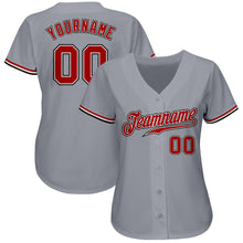 Загрузить изображение в средство просмотра галереи, Custom Gray Red White-Black Authentic Baseball Jersey
