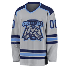 Charger l'image dans la galerie, Custom Gray Navy-Light Blue Hockey Jersey