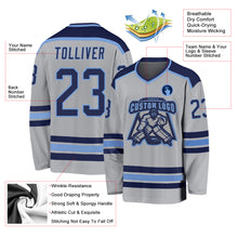 Charger l'image dans la galerie, Custom Gray Navy-Light Blue Hockey Jersey