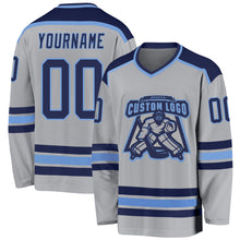 Charger l'image dans la galerie, Custom Gray Navy-Light Blue Hockey Jersey