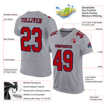 Загрузить изображение в средство просмотра галереи, Custom Gray Red-Navy Mesh Authentic Football Jersey