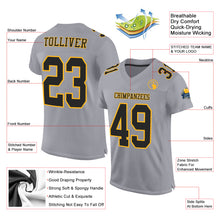 Загрузить изображение в средство просмотра галереи, Custom Gray Black-Gold Mesh Authentic Football Jersey
