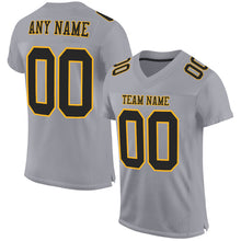 Загрузить изображение в средство просмотра галереи, Custom Gray Black-Gold Mesh Authentic Football Jersey