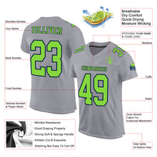 Laden Sie das Bild in den Galerie-Viewer, Custom Gray Neon Green-Navy Mesh Authentic Football Jersey