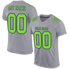 Laden Sie das Bild in den Galerie-Viewer, Custom Gray Neon Green-Navy Mesh Authentic Football Jersey