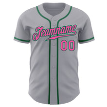 Загрузить изображение в средство просмотра галереи, Custom Gray Pink-Kelly Green Authentic Baseball Jersey