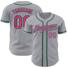 Загрузить изображение в средство просмотра галереи, Custom Gray Pink-Kelly Green Authentic Baseball Jersey