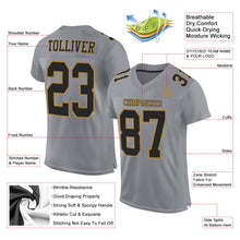 Load image into Gallery viewer, Custom Gray Black-Old Gold Mesh Authentic Football Jersey