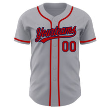 Загрузить изображение в средство просмотра галереи, Custom Gray Red-Navy Authentic Baseball Jersey