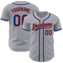Загрузить изображение в средство просмотра галереи, Custom Gray Royal-Orange Authentic Baseball Jersey