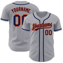 Загрузить изображение в средство просмотра галереи, Custom Gray Navy-Orange Authentic Baseball Jersey