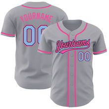 Загрузить изображение в средство просмотра галереи, Custom Gray Light Blue Black-Pink Authentic Baseball Jersey
