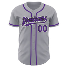 Загрузить изображение в средство просмотра галереи, Custom Gray Purple-Black Authentic Baseball Jersey