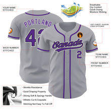 Загрузить изображение в средство просмотра галереи, Custom Gray Purple-Black Authentic Baseball Jersey