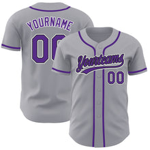 Загрузить изображение в средство просмотра галереи, Custom Gray Purple-Black Authentic Baseball Jersey