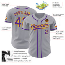 Загрузить изображение в средство просмотра галереи, Custom Gray Purple-Gold Authentic Baseball Jersey