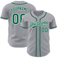 Загрузить изображение в средство просмотра галереи, Custom Gray Kelly Green-White Authentic Baseball Jersey