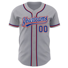 Load image into Gallery viewer, Custom Gray Royal-Red Authentic Baseball Jersey