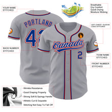 Load image into Gallery viewer, Custom Gray Royal-Red Authentic Baseball Jersey
