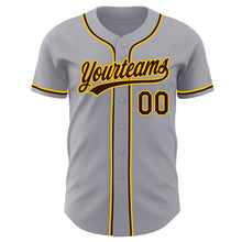 Загрузить изображение в средство просмотра галереи, Custom Gray Brown-Gold Authentic Baseball Jersey