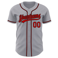 Загрузить изображение в средство просмотра галереи, Custom Gray Red-Black Authentic Baseball Jersey