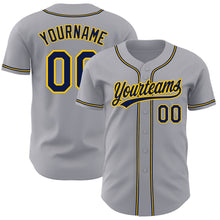 Загрузить изображение в средство просмотра галереи, Custom Gray Navy-Gold Authentic Baseball Jersey