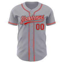 Загрузить изображение в средство просмотра галереи, Custom Gray Red-Black Authentic Baseball Jersey