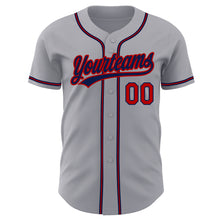 Загрузить изображение в средство просмотра галереи, Custom Gray Red-Navy Authentic Baseball Jersey