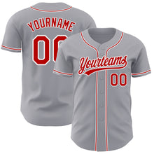 Загрузить изображение в средство просмотра галереи, Custom Gray Red-White Authentic Baseball Jersey