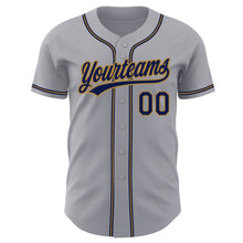 Загрузить изображение в средство просмотра галереи, Custom Gray Navy-Old Gold Authentic Baseball Jersey