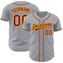 Загрузить изображение в средство просмотра галереи, Custom Gray Crimson-Gold Authentic Baseball Jersey