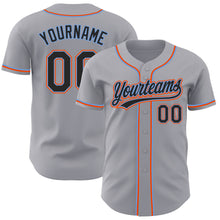 Загрузить изображение в средство просмотра галереи, Custom Gray Black Powder Blue-Orange Authentic Baseball Jersey