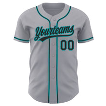 Загрузить изображение в средство просмотра галереи, Custom Gray Black-Teal Authentic Baseball Jersey
