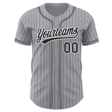Загрузить изображение в средство просмотра галереи, Custom Gray Black Pinstripe Black-White Authentic Baseball Jersey
