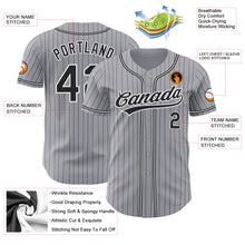 Загрузить изображение в средство просмотра галереи, Custom Gray Black Pinstripe Black-White Authentic Baseball Jersey