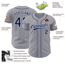 Загрузить изображение в средство просмотра галереи, Custom Gray Navy Pinstripe Navy-White Authentic Baseball Jersey