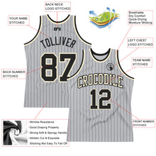 Laden Sie das Bild in den Galerie-Viewer, Custom Gray Black Pinstripe Black-Cream Authentic Basketball Jersey