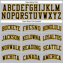 Laden Sie das Bild in den Galerie-Viewer, Custom Gray Black Pinstripe Black-Gold Authentic Basketball Jersey