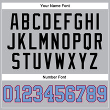 Load image into Gallery viewer, Custom Gray Black Pinstripe Light Blue-Pink Authentic Basketball Jersey