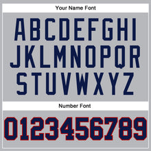 Загрузить изображение в средство просмотра галереи, Custom Gray Navy Pinstripe Navy-Red Authentic Basketball Jersey