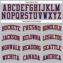 Load image into Gallery viewer, Custom Gray Royal Pinstripe Royal-Orange Authentic Basketball Jersey