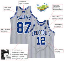 Laden Sie das Bild in den Galerie-Viewer, Custom Gray Royal Pinstripe Royal-White Authentic Basketball Jersey