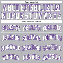 Загрузить изображение в средство просмотра галереи, Custom Gray White-Purple Authentic Throwback Basketball Jersey