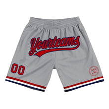 Загрузить изображение в средство просмотра галереи, Custom Gray Red-Navy Authentic Throwback Basketball Shorts