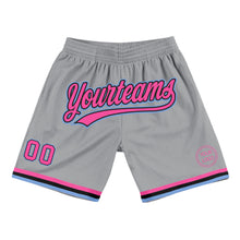 Загрузить изображение в средство просмотра галереи, Custom Gray Pink Black-Light Blue Authentic Throwback Basketball Shorts