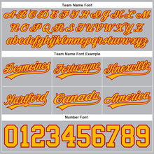 Laden Sie das Bild in den Galerie-Viewer, Custom Gray Gold-Red Authentic Throwback Basketball Shorts