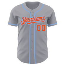 Загрузить изображение в средство просмотра галереи, Custom Gray Orange-Light Blue Authentic Baseball Jersey